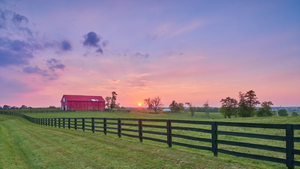barn sunset