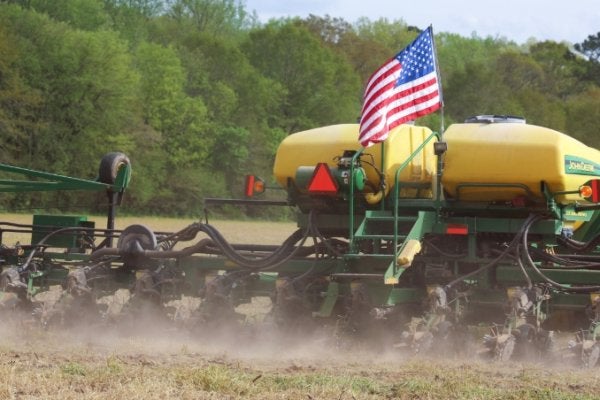 planter with american flag